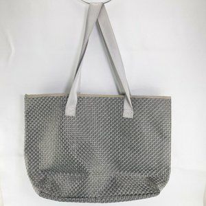 PVC Tote Womens Gray Large Bag Outer Pocket Beach Shopping Gym Weekender Woven